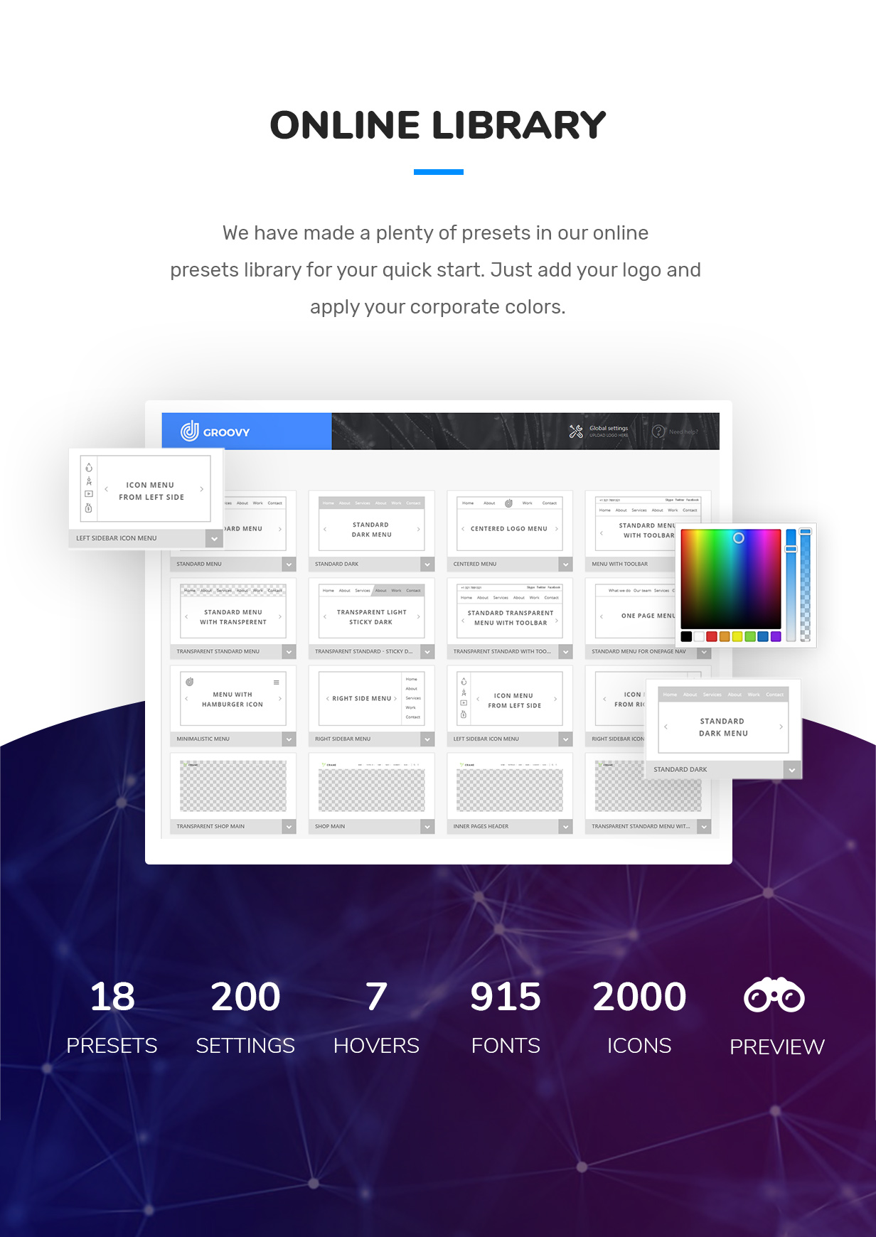Groovy Mega Menu - online library