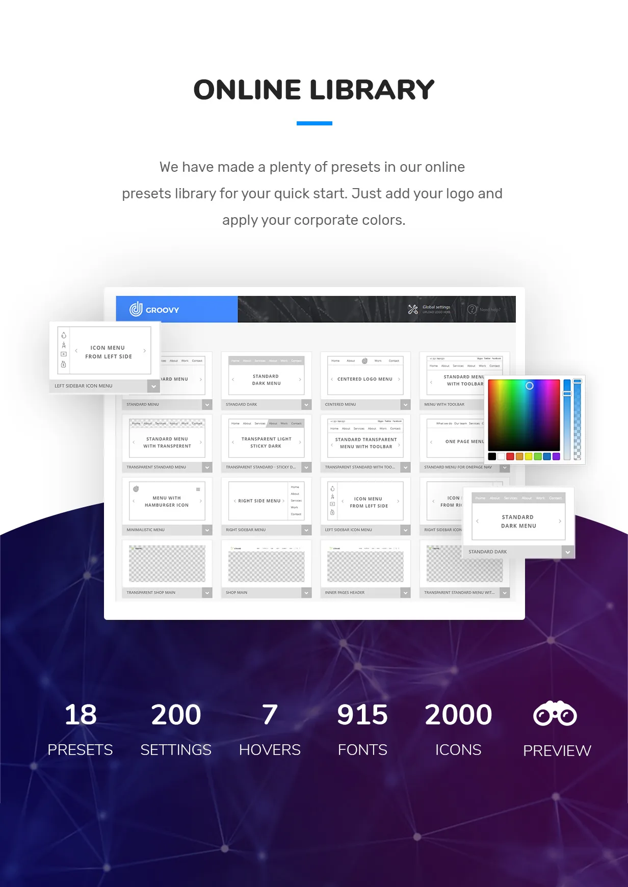 Groovy Mega Menu - online library