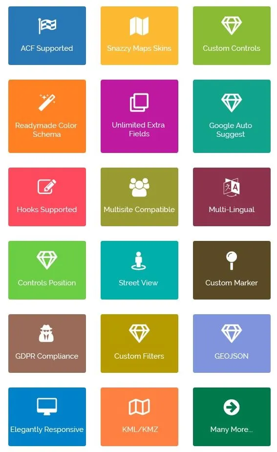Tính năng Advanced Google Maps Plugin for WordPress
