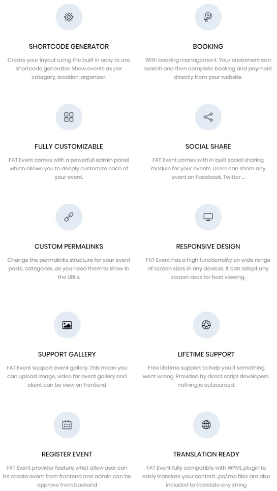 Tính năng FAT Event Plugin
