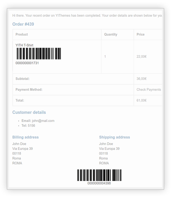 Tính năng YITH WooCommerce Barcodes Premium