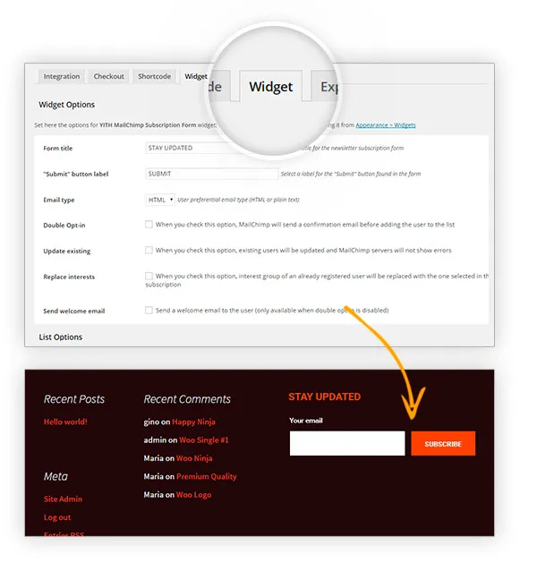 Tính năng YITH WooCommerce Mailchimp Premium