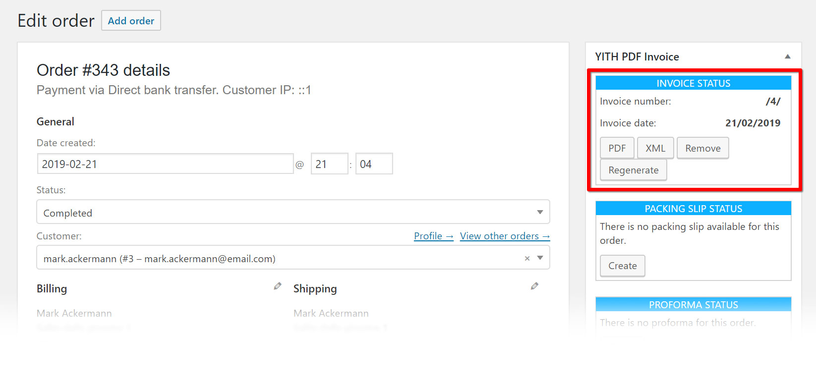 Tính năng yith woocommerce pdf invoice and shipping list premium