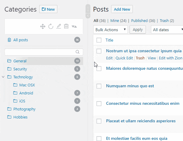 WordPress Real Category Management