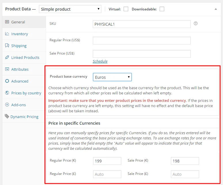 Tính năng Aelia Currency Switcher Plugin