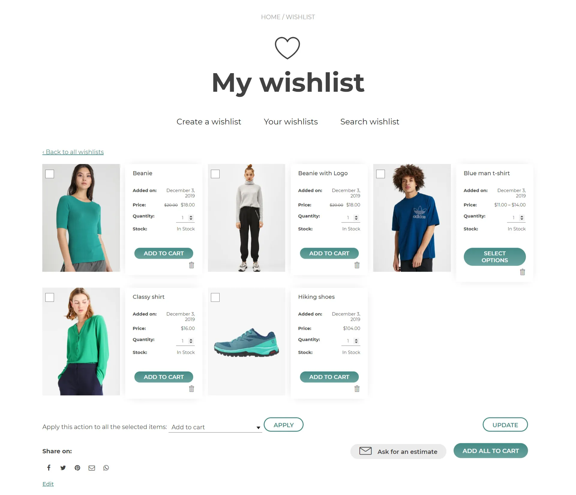 Ví dụ YITH WooCommerce Wishlist Premium Plugin