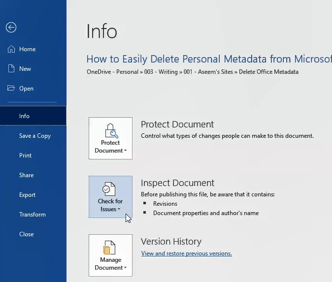 Cách xóa hoàn toàn siêu dữ liệu cá nhân khỏi tài liệu Microsoft Office 35 Cách xóa hoàn toàn siêu dữ liệu cá nhân khỏi tài liệu Microsoft Office