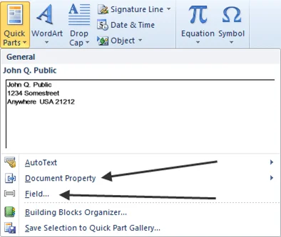 Tài sản Tài liệu và Lựa chọn Menu Trường