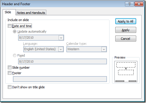 Cửa sổ đầu trang và chân trang trong PowerPoint