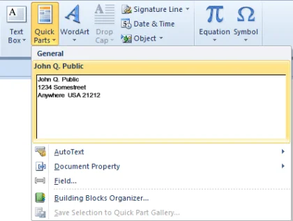 Bộ phận nhanh hiển thị trong cửa sổ