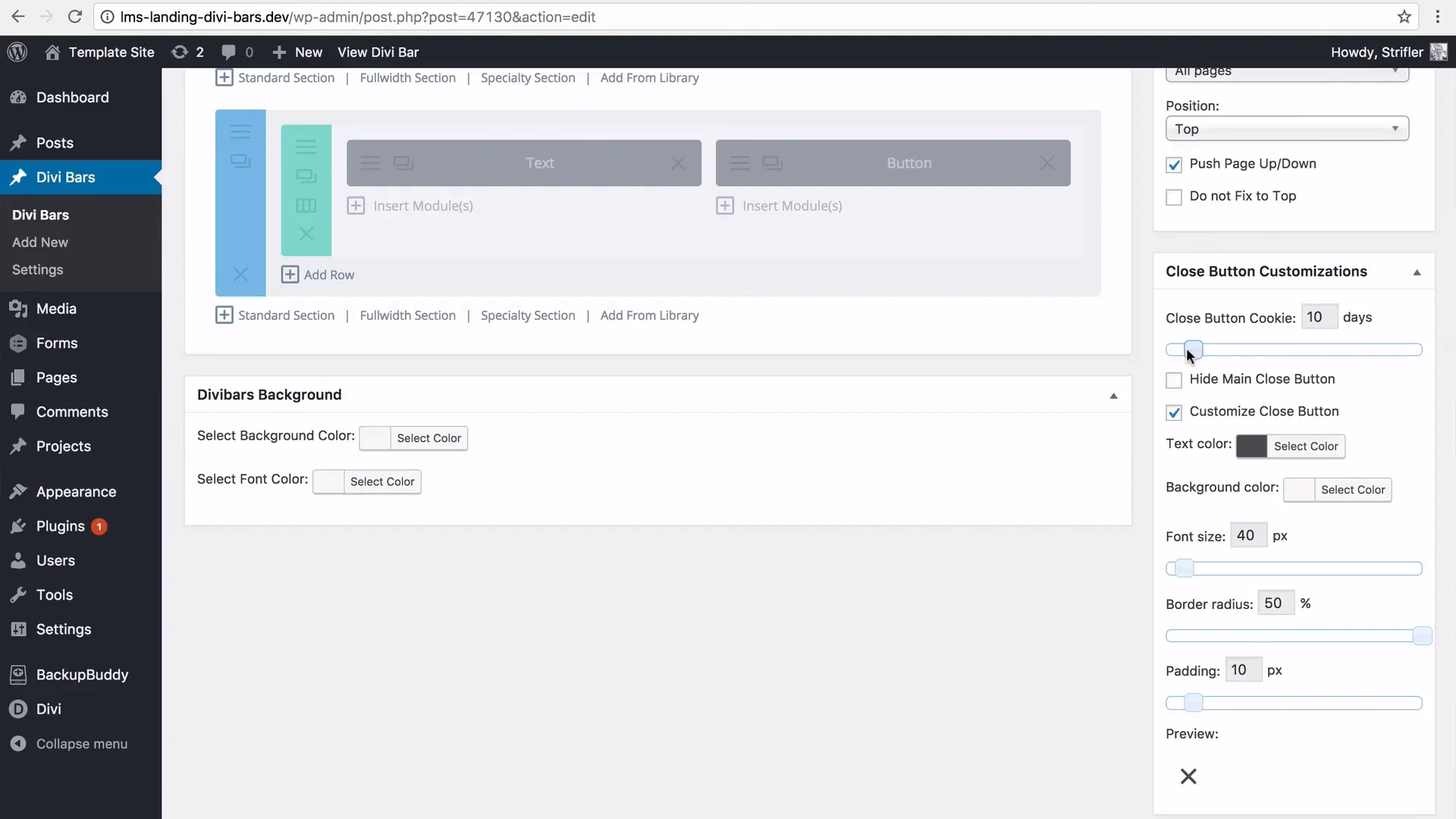 Tính năng Divi Bars - Divi Builder WordPress