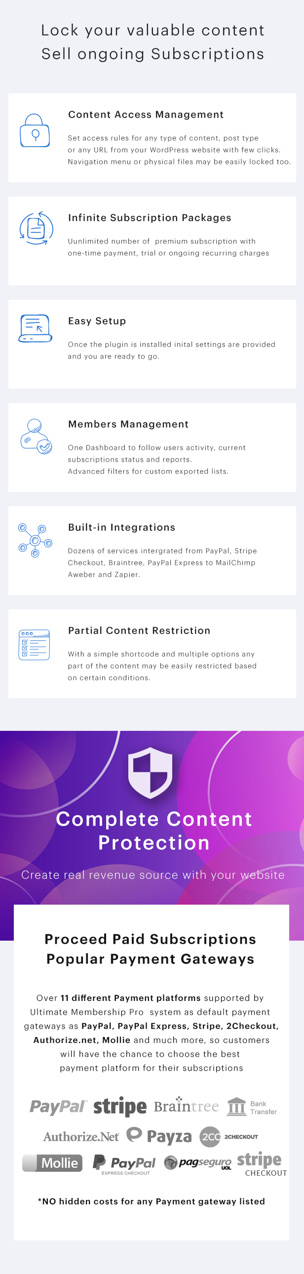 Tính năng Ultimate Membership Pro - WordPress Membership Plugin