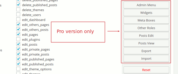 Tính năng User Role Editor Pro