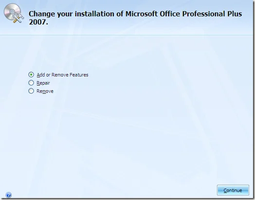 thêm tính năng xóa office 2007