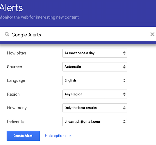 Làm thế nào để trở thành một chuyên gia sử dụng Google Alerts 5 Làm thế nào để trở thành một chuyên gia sử dụng Google Alerts