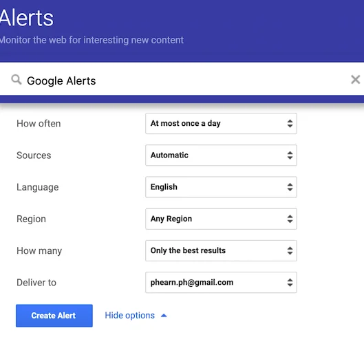 Làm thế nào để trở thành một chuyên gia sử dụng Google Alerts 12 Làm thế nào để trở thành một chuyên gia sử dụng Google Alerts