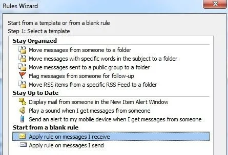 Cách đặt tin nhắn trong Outlook 7 áp dụng triển vọng quy tắc