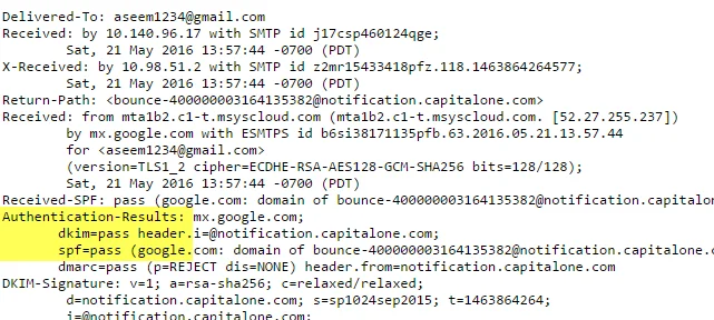 kết quả xác thực