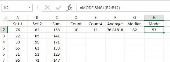 Sử dụng các hàm tóm tắt để tóm tắt dữ liệu trong Excel 8 chế độ trung bình trung bình