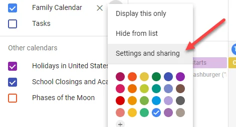 Cách chia sẻ lịch Google