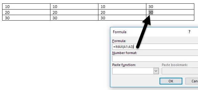 Cách tạo và sử dụng các công thức trong bảng trong Word 6 từ tham chiếu ô