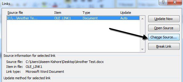 thay đổi liên kết nguồn