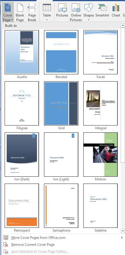 Thêm trang bìa vào tài liệu Word 2 mẫu trang bìa