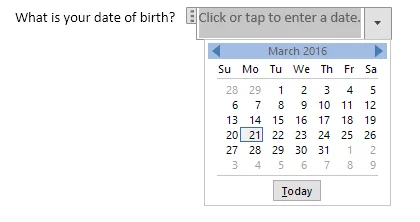 Cách tạo biểu mẫu có thể điền trong Word 9 kiểm soát chọn ngày