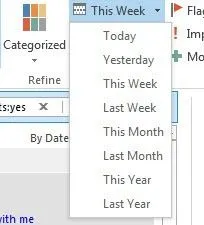Tìm kiếm Email Outlook theo người gửi, ngày, từ khóa, kích thước và hơn thế nữa 12 tùy chọn phạm vi ngày