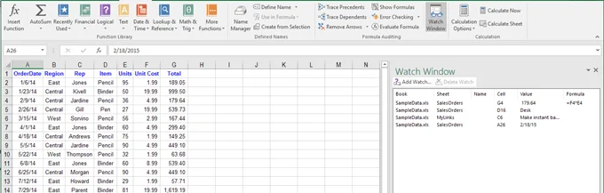 Sử dụng Cửa sổ Xem Excel để theo dõi các ô quan trọng trong Sổ làm việc 7 cửa sổ xem