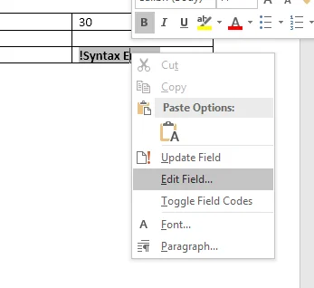 Cách tạo và sử dụng các công thức trong bảng trong Word 11 chỉnh sửa trường