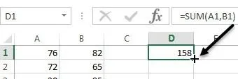 Sử dụng các hàm tóm tắt để tóm tắt dữ liệu trong Excel 3 con trỏ kéo excel