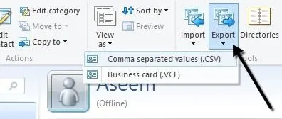 Xuất danh bạ từ Outlook, Outlook Express và Windows Live Mail 13 liên hệ xuất khẩu