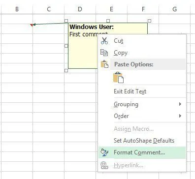 Cách thêm nhận xét vào ô bảng tính Excel 13 định dạng bình luận