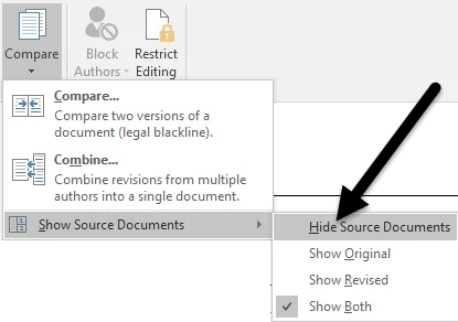 Cách sử dụng So sánh & Kết hợp tài liệu trong Word 8 ẩn tài liệu nguồn