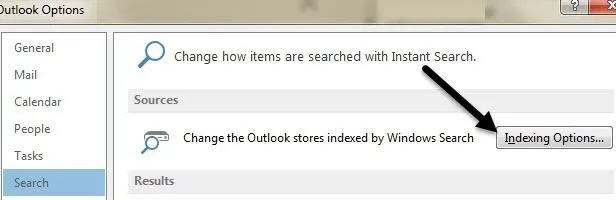 Tìm kiếm Email Outlook theo người gửi, ngày, từ khóa, kích thước và hơn thế nữa 3 tùy chọn lập chỉ mục