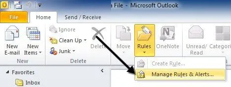 Cách đặt tin nhắn trong Outlook 5 Quản lý các quy tắc