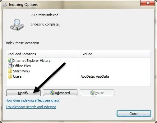 Tìm kiếm Email Outlook theo người gửi, ngày, từ khóa, kích thước và hơn thế nữa 4 sửa đổi các tùy chọn lập chỉ mục