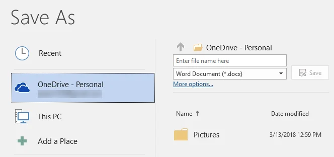 Lưu tệp MS Office vào PC cục bộ thay vì OneDrive 1 Lưu tệp MS Office vào PC cục bộ thay vì OneDrive