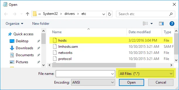 mở tập tin máy chủ
