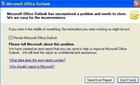Khắc phục Microsoft Outlook đã gặp phải sự cố lỗi 1 vấn đề triển vọng