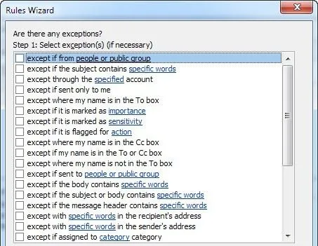Tự động di chuyển email vào các thư mục trong Outlook bằng Rules 10 ngoại lệ quy tắc