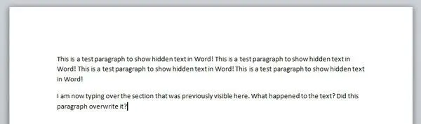 Ẩn văn bản và hiển thị văn bản ẩn trong Word 5 ghi đè văn bản ẩn