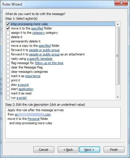 Tự động di chuyển email vào các thư mục trong Outlook bằng Rules 9 thực hiện hành động triển vọng