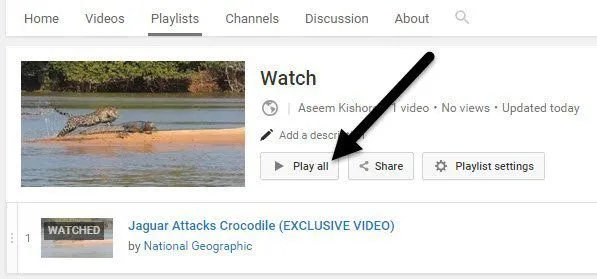 Cách tạo video YouTube liên tục 6 phát tất cả các video