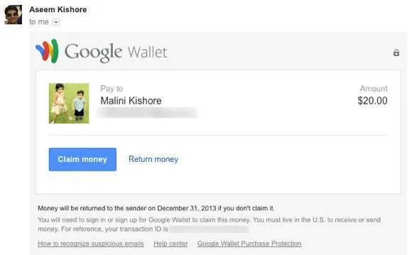 OTT giải thích việc gửi tiền qua Gmail 8 nhận tiền ví