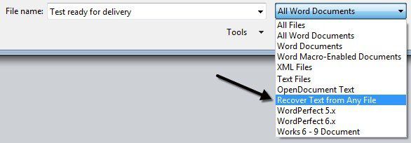 khôi phục văn bản từ tập tin