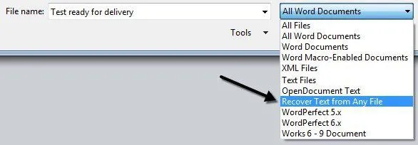 Hướng dẫn cơ bản để sửa chữa tệp Word bị hỏng 3 khôi phục văn bản từ tập tin