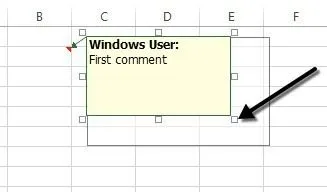 Cách thêm nhận xét vào ô bảng tính Excel 12 thay đổi kích thước bình luận