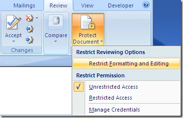 hạn chế định dạng